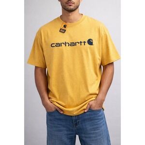 Carhartt Logo T-Shirt Mens Medium Yellow Graphic Spell Out Tee Short Sleeve NWT